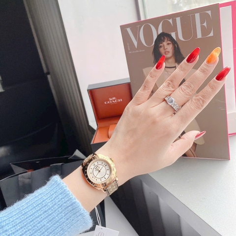 Coach EST 1941 |Nữ Giới |Vàng Gold |Dây Da Nâu |Máy Pin (Quartz) |Size 36mm