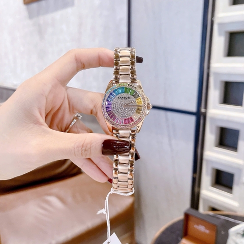 Coach Greyson |Nữ Giới |Đính Đá Cầu Vồng |Dây Kim Loại Vàng Hồng |Máy Pin (Quartz) |Size 36mm