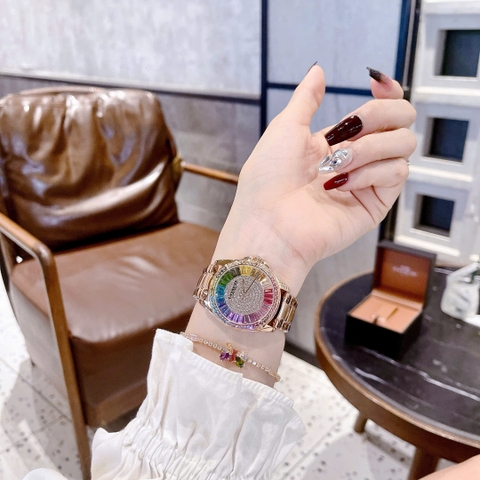 Coach Greyson |Nữ Giới |Đính Đá Cầu Vồng |Dây Kim Loại Vàng Hồng |Máy Pin (Quartz) |Size 36mm