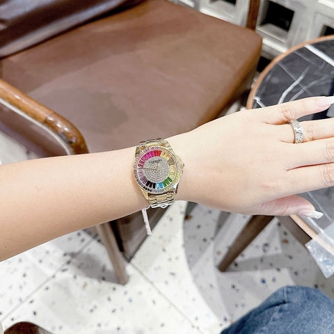 Coach |Nữ Giới |Đính Đá Nhiều Màu |Dây Kim Loại Vàng Gold |Máy Pin (Quartz) |Size 36mm