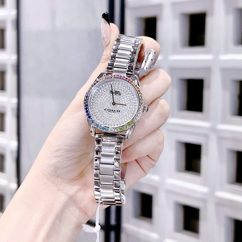 Coach Preston |Nữ Giới |Mặt Full Đá Swarovski |Dây Kim Loại Silver |Máy Pin (Quartz) |Size 36mm