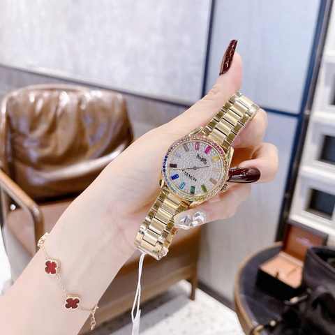Coach Preston Rainbow |Nữ Giới |Mặt Khảm Đá |Dây Kim Loại Vàng Gold |Máy Pin (Quartz) |Size 36mm