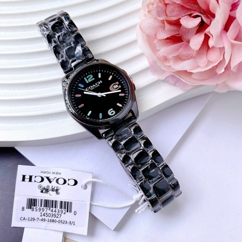 Coach Greyson |Nữ Giới |Mặt Tròn |Dây Đá Ceramic Đen |Máy Pin (Quartz) |Size 36mm