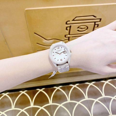 Coach Greyson |Nữ Giới |Mặt Tròn |Dây Đá Ceramic Hồng |Máy Pin (Quartz) |Size 36mm