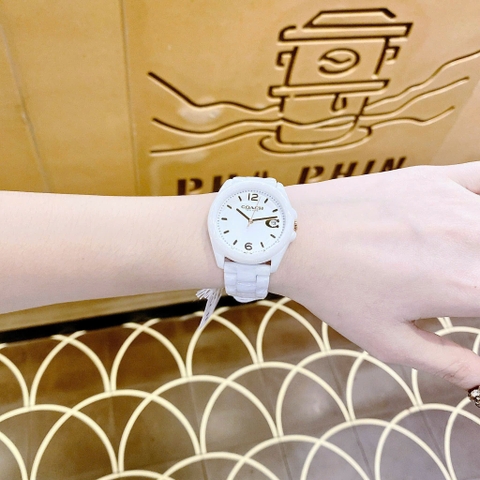 Coach Greyson |Nữ Giới |Mặt Tròn |Dây Đá Ceramic Trắng |Máy Pin (Quartz) |Size 36mm