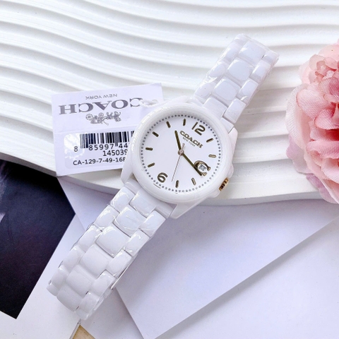 Coach Greyson |Nữ Giới |Mặt Tròn |Dây Đá Ceramic Trắng |Máy Pin (Quartz) |Size 36mm