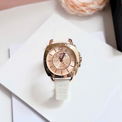 Coach New York Boyfriend |Nữ Giới |Rose Gold |Dây Cao Su Trắng |Máy Pin (Quartz) |Size 34mm