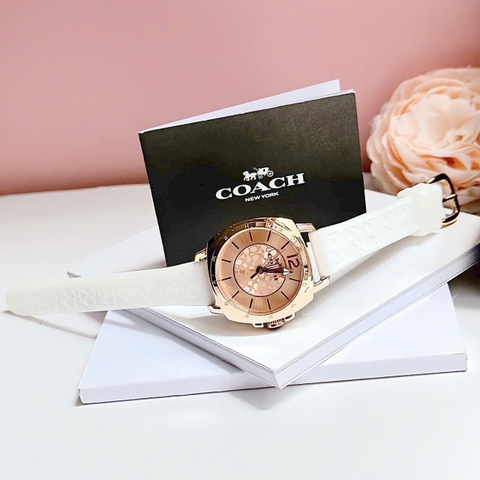 Coach New York Boyfriend |Nữ Giới |Rose Gold |Dây Cao Su Trắng |Máy Pin (Quartz) |Size 34mm