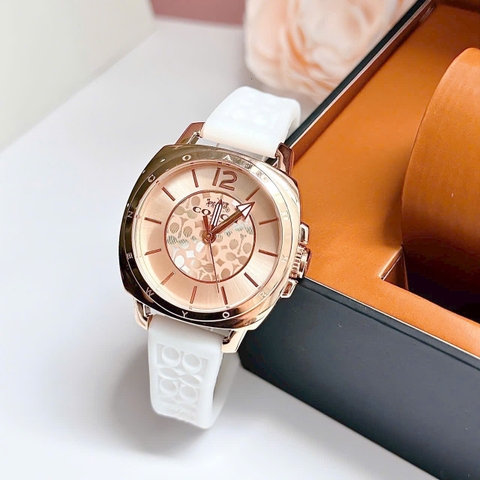 Coach New York Boyfriend |Nữ Giới |Rose Gold |Dây Cao Su Trắng |Máy Pin (Quartz) |Size 34mm