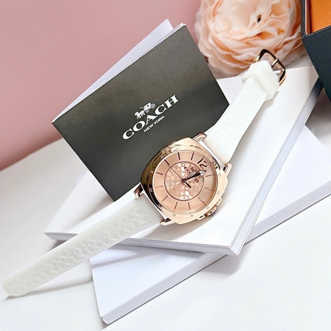 Coach New York Boyfriend |Nữ Giới |Rose Gold |Dây Cao Su Trắng |Máy Pin (Quartz) |Size 34mm