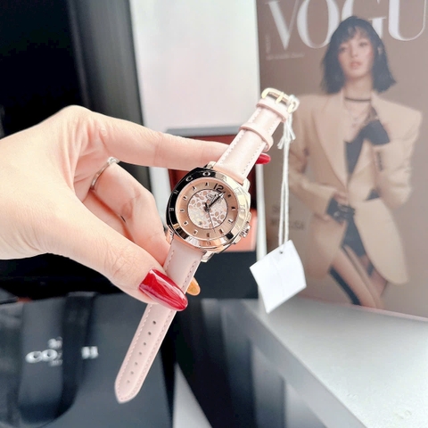 Coach New York |Nữ Giới |Rose Gold |Dây Da Hồng |Máy Pin (Quartz) |Size 36mm