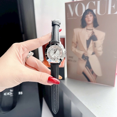 Coach New York |Nữ Giới |Trắng Silver |Dây Da Đen |Máy Pin (Quartz) |Size 36mm