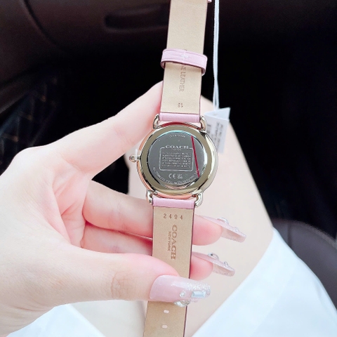 Coach Perry |Nữ Giới |Họa Tiết Rồng Elliot |Dây Da Hồng |Máy Pin (Quartz) |Size 36mm