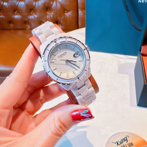 Coach Preston |Nữ Giới |Mặt Tròn |Dây Đá Ceramic Hồng |Máy Pin (Quartz) |Size 33mm