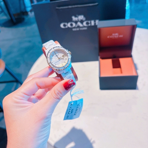 Coach Preston |Nữ Giới |Mặt Tròn |Dây Đá Ceramic Trắng |Máy Pin (Quartz) |Size 33mm