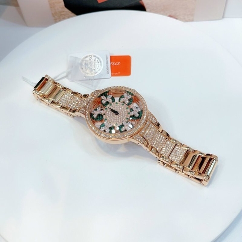 Davena Cánh Bướm Xoay |Nữ Giới |Rose Gold |Dây Đính Đá |Máy Pin (Quartz) |Size Lớn 38mm