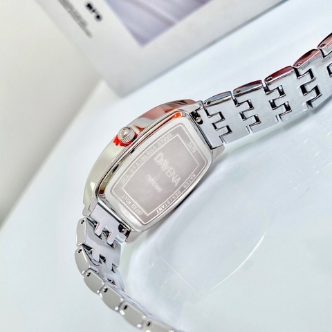 Davena Mặt Chữ Nhật |Nữ Giới |Full Đá Nhũ Xanh |Dây Kim Loại Silver |Máy Pin (Quartz) |Size 25x36mm