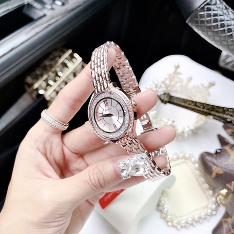 Davena Đính Đá Swarovski |Nữ Giới |Dây Kim Loại Rose Gold |Máy Pin (Quartz) |Size 32mm