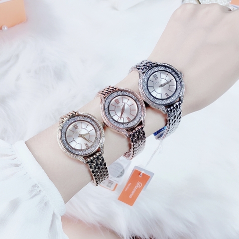 Davena Đính Đá Swarovski |Nữ Giới |Dây Kim Loại Rose Gold |Máy Pin (Quartz) |Size 32mm