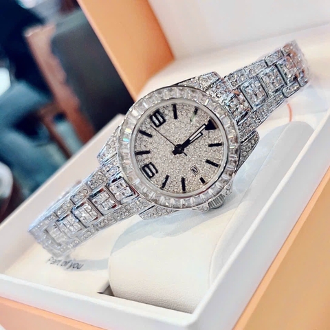 Davena Full Đá Swarovski |Nữ Giới |Dây Kim Loại Trắng Silver |Máy Pin (Quartz) |Size 33mm