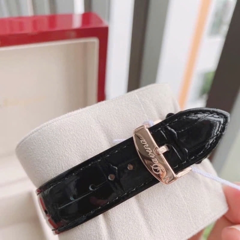 Davena Hoa Tuyết Xoay |Nữ Giới |Đính Đá Rose Gold |Dây Da Đen |Máy Pin (Máy Quartz) |Size 39mm