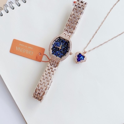 Davena Mặt Nhũ Xanh |Nữ Giới |Rose Gold |Dây Kim Loại |Máy Pin (Máy Quartz) |Size Nhỏ 28x30mm