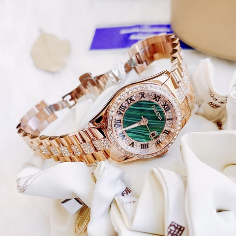 Davena Mặt Xanh Ngọc |Nữ Giới |Rose Gold |Dây Kim Loại |Máy Pin (Quartz) |Size 34mm