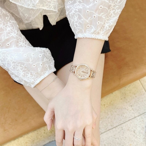 Davena Rose Gold |Nữ Giới |Mặt Tròn |Số La Mã |Đính Full Đá |Máy Pin (Quartz) |Size Nhỏ 30mm
