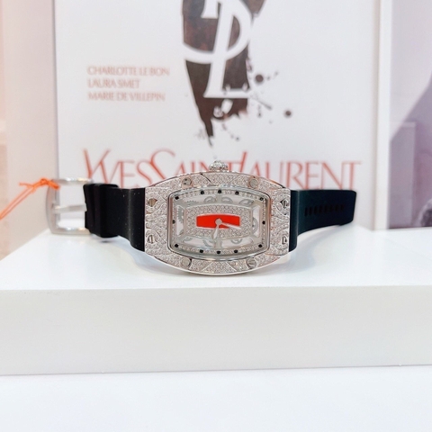 Davena Richard Mille |Nữ Giới |Silver |Dây Silicone Đen |Máy Pin (Quartz) |Size 30x38mm