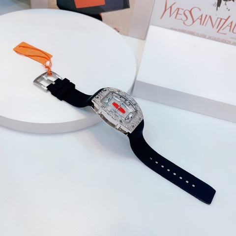 Davena Richard Mille |Nữ Giới |Silver |Dây Silicone Đen |Máy Pin (Quartz) |Size 30x38mm