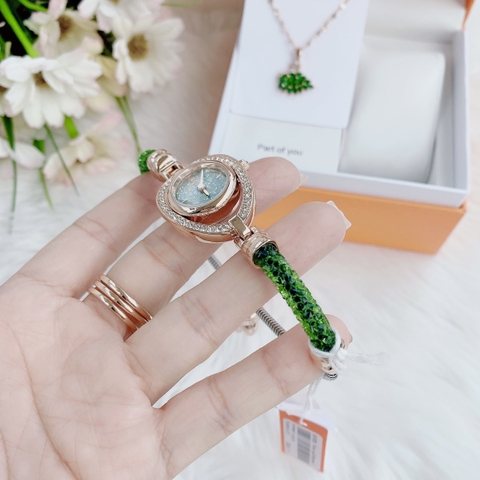 Davena Vòng Tay |Nữ Giới |Rose Gold |Đính Đá Xanh Lá Cây |Máy Pin (Quartz) |Size Nhỏ 30mm