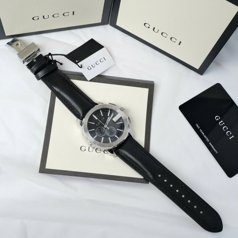 Gucci G-Timeless G-Chrono |Nam |6 Kim |Silver |Dây Da Màu Đen |Máy Pin (Quartz) |Size 42mm