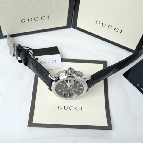 Gucci G-Timeless G-Chrono |Nam |6 Kim |Silver |Dây Da Màu Đen |Máy Pin (Quartz) |Size 42mm