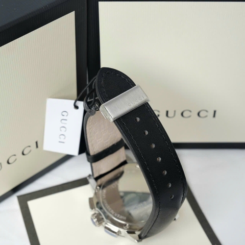 Gucci G-Timeless G-Chrono |Nam |6 Kim |Silver |Dây Da Màu Đen |Máy Pin (Quartz) |Size 42mm