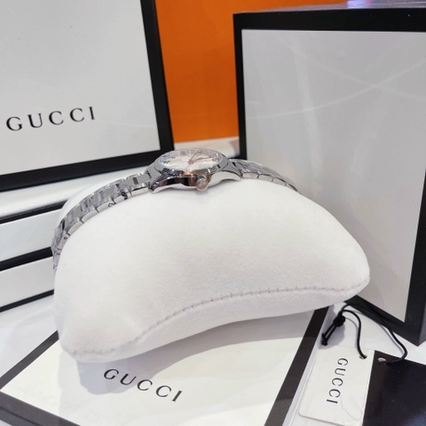 Gucci G-Timeless Iconic |Nữ |Chú Ong Trắng |Dây Kim Loại Silver |Máy Pin (Quartz) |Size 28mm