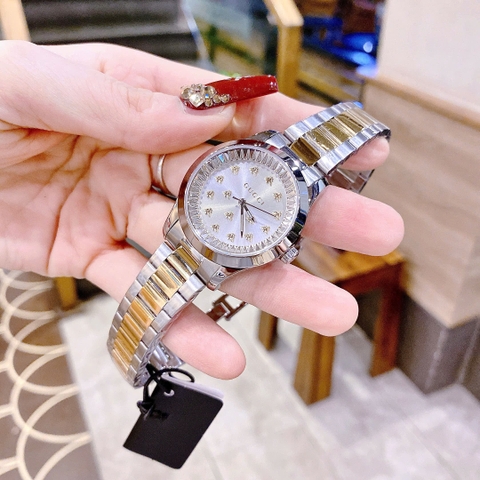 Gucci G-Timeless Multibee |Nữ Giới |Mặt Đính Ong |Dây Kim Loại Demi Vàng |Máy Pin (Quartz) |Size 32mm