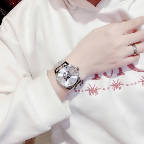 Gucci G-Timeless Mystic Cat Motif |Nam |Dây Kim Loại Trắng Silver |Máy Pin (Quartz) |Size 38mm