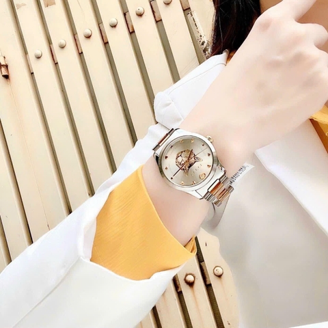 Gucci G-Timeless |Nam |Mặt Chú Mèo |Dây Kim Loại Demi Vàng Gold |Máy Pin (Quartz) |Size 38mm