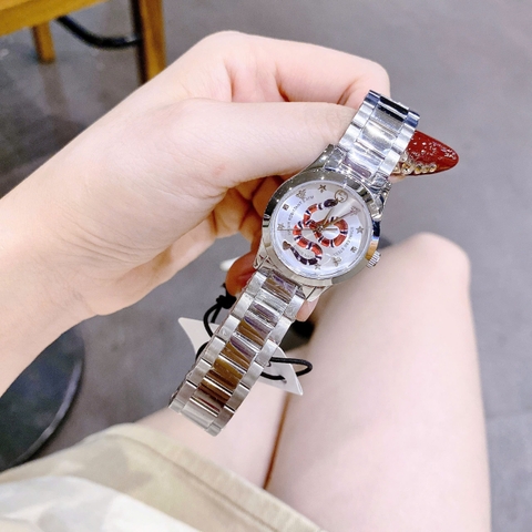 Gucci G-Timeless Snake |Cặp Đôi |Mặt Con Rắn |Dây Kim Loại Silver |Size 29x38mm