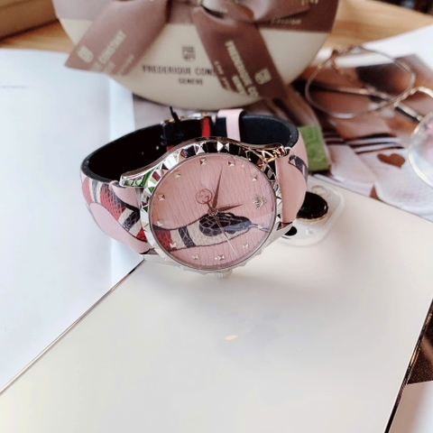 Gucci G-Timeless Textured |Nữ |Dây Da Họa Tiết Rắn Màu Hồng |Máy Pin (Quartz) |Size 38mm