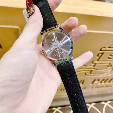 Gucci Multicolor G-Timeless |Nữ Giới |Mặt Xanh Dương |Dây Da 2 Màu |Máy Pin (Quartz) |Size 38mm