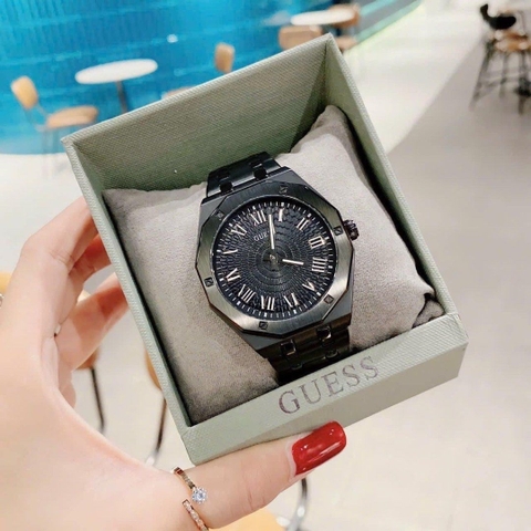 Guess Asset |Nam Giới |Mặt Số La Mã |Dây Kim Loại Full Đen |Máy Pin (Quartz) |Size 42mm