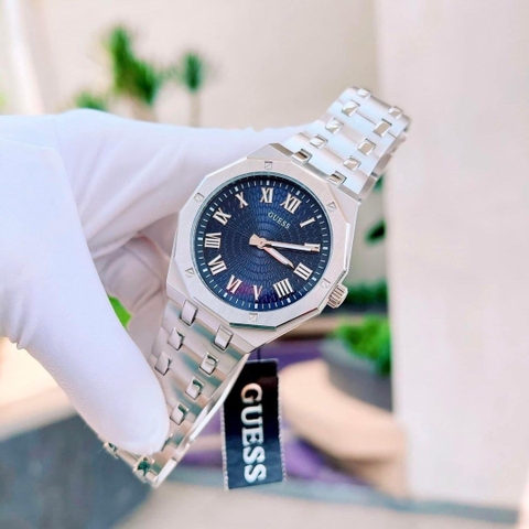 Guess Asset |Nam Giới |Mặt Xanh Dương |Dây Kim Loại Silver |Máy Pin (Quartz) |Size 42mm