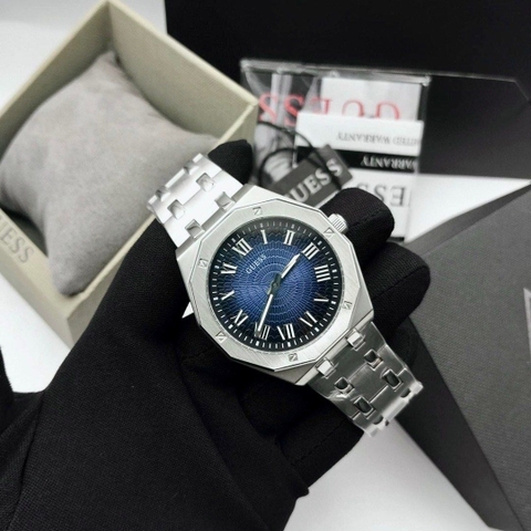 Guess Asset |Nam Giới |Mặt Xanh Dương |Dây Kim Loại Silver |Máy Pin (Quartz) |Size 42mm
