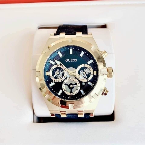 Guess Allara |Nam Giới |Chronograph |Vàng Gold |Dây Da Đen |Máy Pin (Quartz) |Size 44mm
