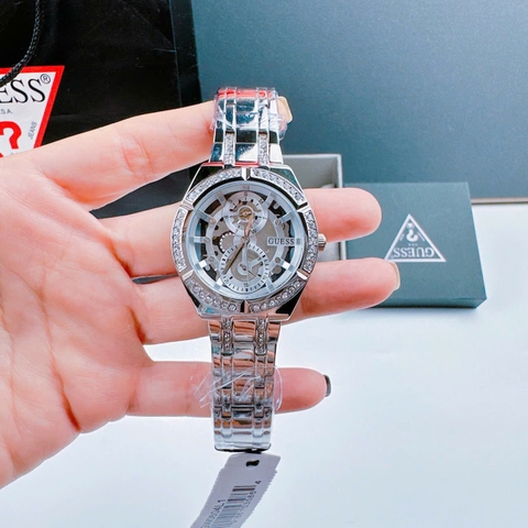 Guess Allara |Nữ Giới |Đính Đá |Dây Kim Loại Trắng Silver |Máy Pin (Quartz) |Size 36mm