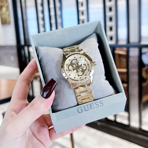 Guess Annette |Nữ Giới |Mặt Đính Đá |Dây Kim Loại Vàng Gold |Máy Pin (Quartz) |Size 36mm