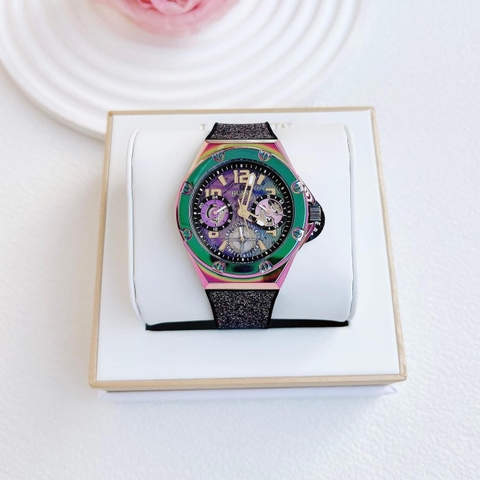 Guess Asteria |Nữ Giới |Hologram Tím |Dây Cao Su Xám Nhũ |Máy Pin (Quartz) |Size 40mm