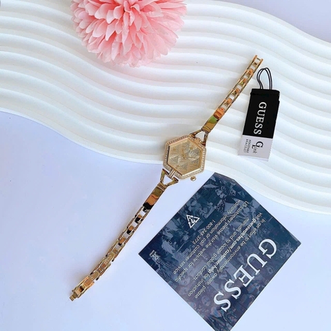 Guess Audrey |Nữ Giới |Mặt Lục Giác |Đính Đá |Kiềng Tay Vàng Gold |Máy Pin (Quartz) |Size 28mm