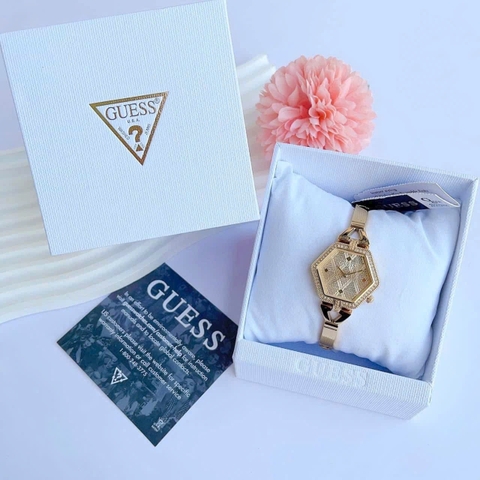 Guess Audrey |Nữ Giới |Mặt Lục Giác |Đính Đá |Kiềng Tay Vàng Gold |Máy Pin (Quartz) |Size 28mm